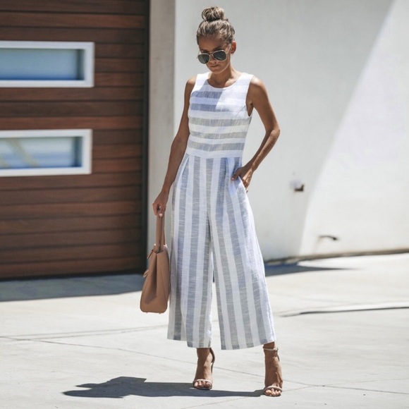 Lily Doe Striped Backless Cute Jumpsuit Romper - Picture 11 of 11
